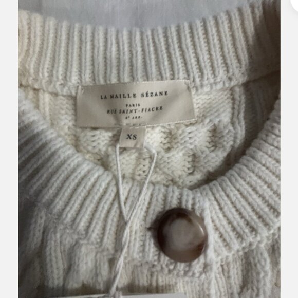 LA MAILLE SEZANE GILET ROXANE ECRU SWEATER VEST XS NWT - Picture 10 of 10